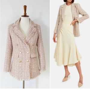 NOTES DU NORD | Lex Metallic Tweed Blazer in Rose Pink